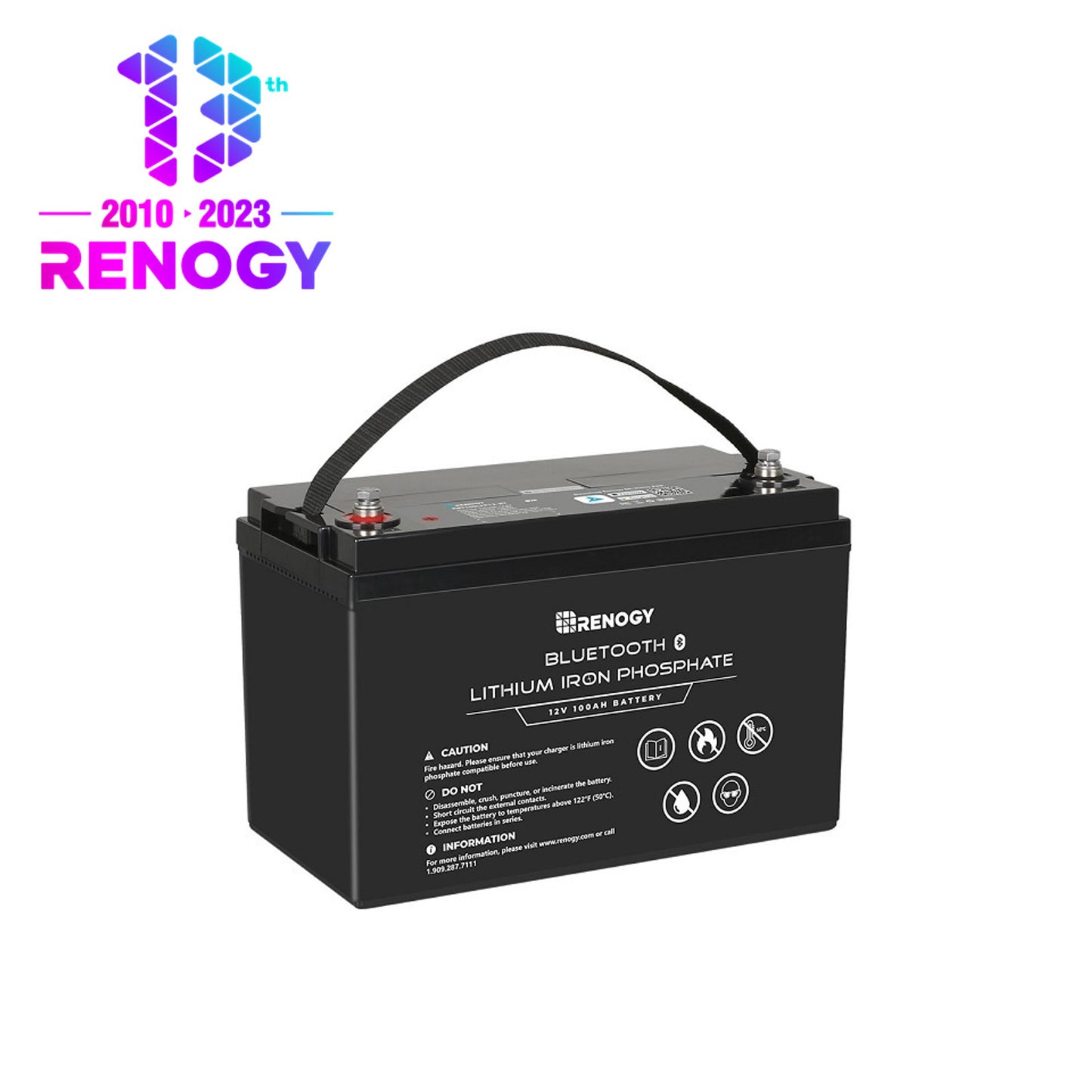 12V 100Ah Lithium Iron Phosphate Battery w/ Bluetooth